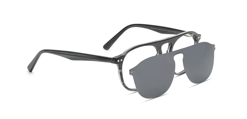Happster Sun On Unisex Eyeglasses Full_frame Pilot Large 52 Acetate SM SW2323
