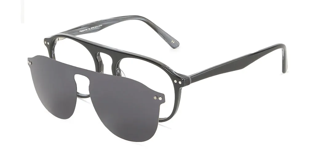 Happster Sun On Unisex Eyeglasses Full_frame Pilot Large 52 Acetate SM SW2323