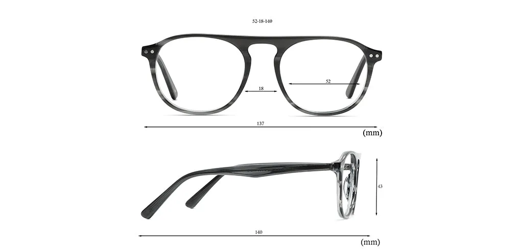 Happster Sun On Unisex Eyeglasses Full_frame Pilot Large 52 Acetate SM SW2323