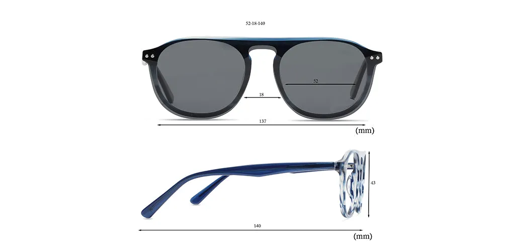 Happster Sun On Unisex Eyeglasses Full_frame Pilot Large 52 Acetate SM SW2323