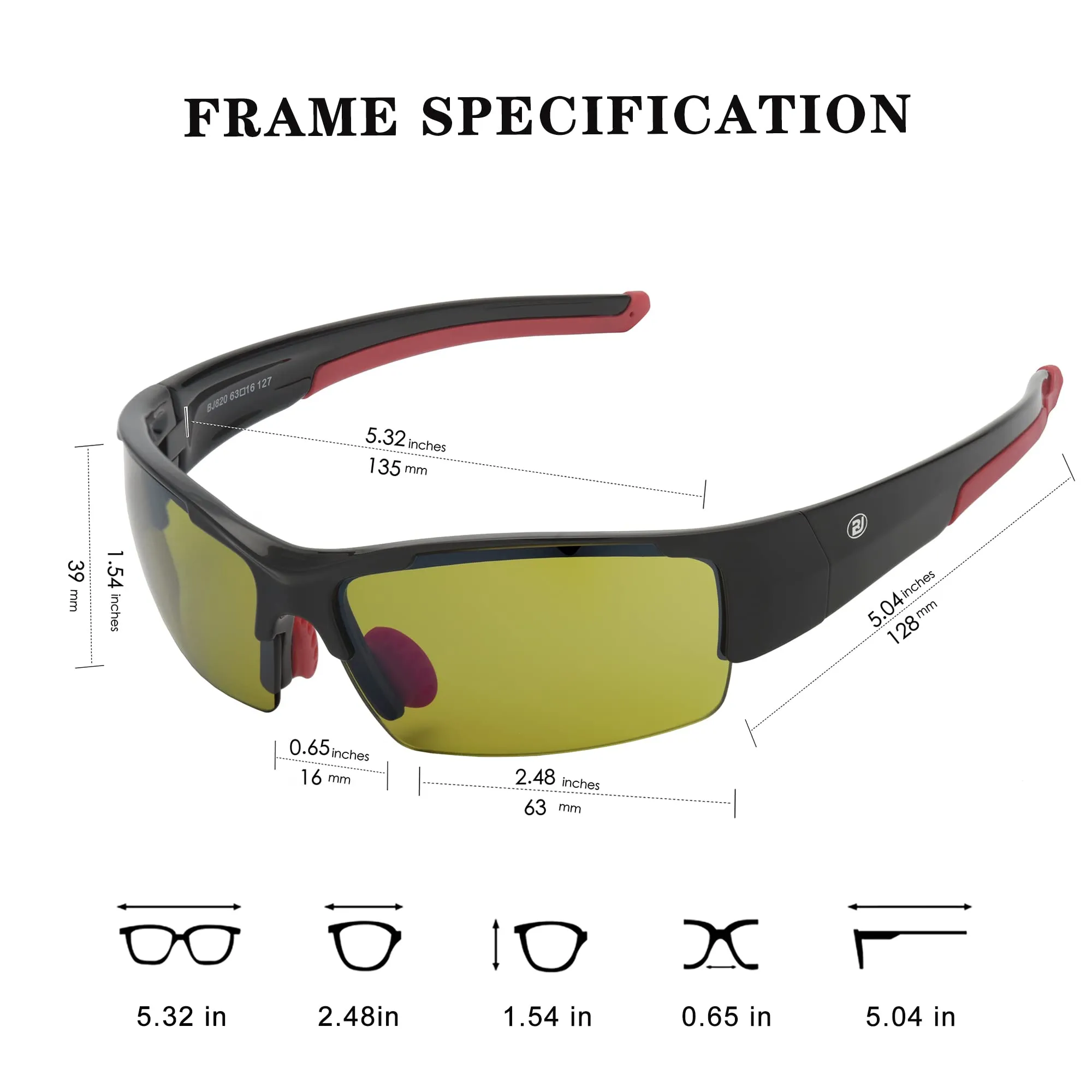 HD Golf Sunglasses for Men Women Wrap Semi-Rimless Sports Frame UV400 Protection Golfing Baseball Shades Sun Glasses BJ820