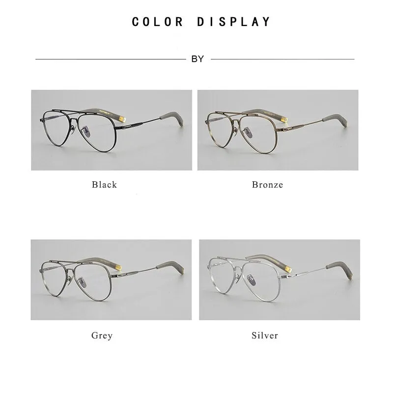 Hdcrafter Men's Full Rim Large Square Double Bridge Titanium Eyeglasses Hlsa-101