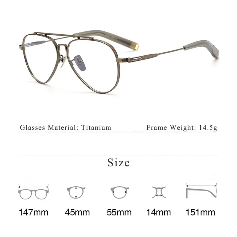 Hdcrafter Men's Full Rim Large Square Double Bridge Titanium Eyeglasses Hlsa-101