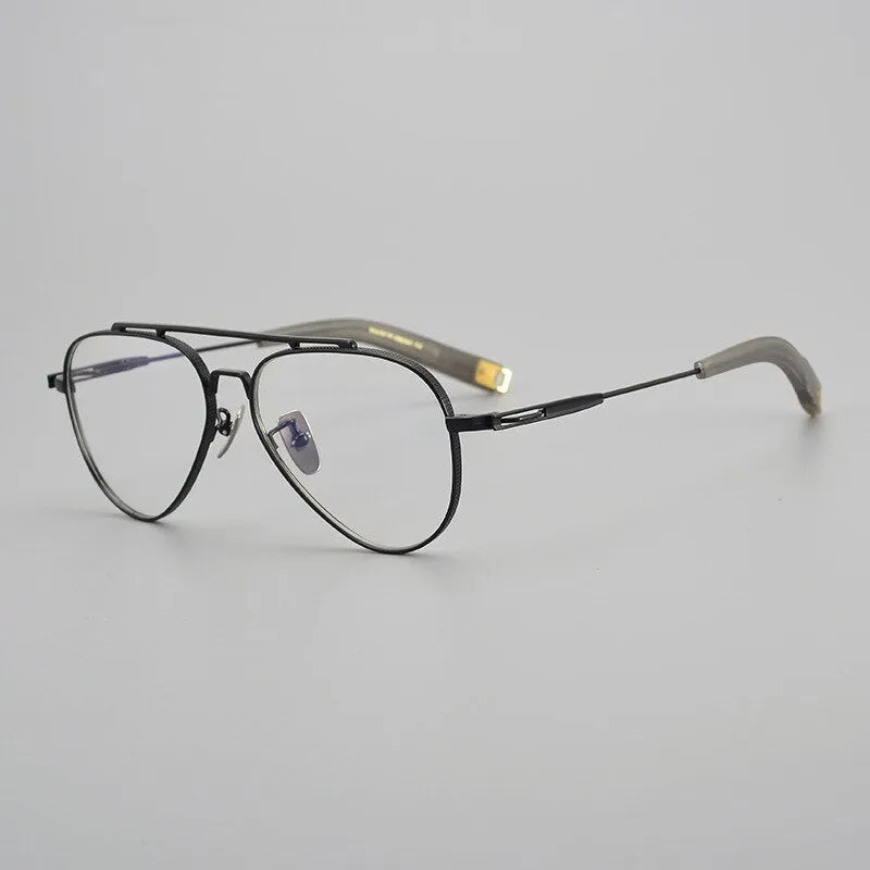 Hdcrafter Men's Full Rim Large Square Double Bridge Titanium Eyeglasses Hlsa-101