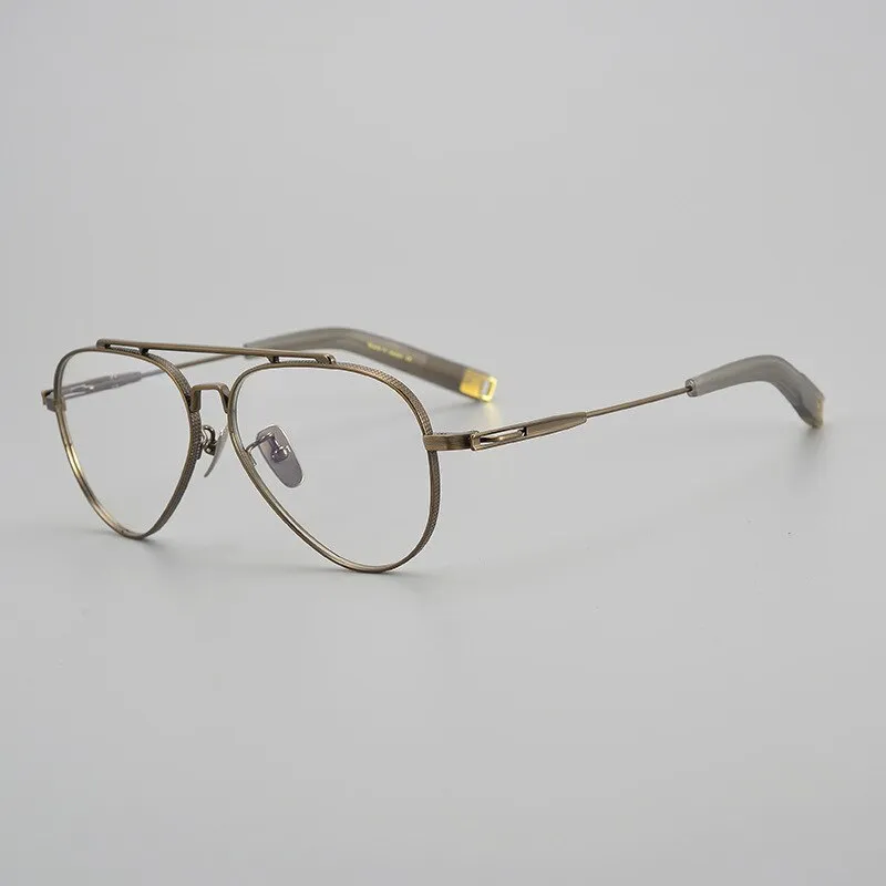Hdcrafter Men's Full Rim Large Square Double Bridge Titanium Eyeglasses Hlsa-101