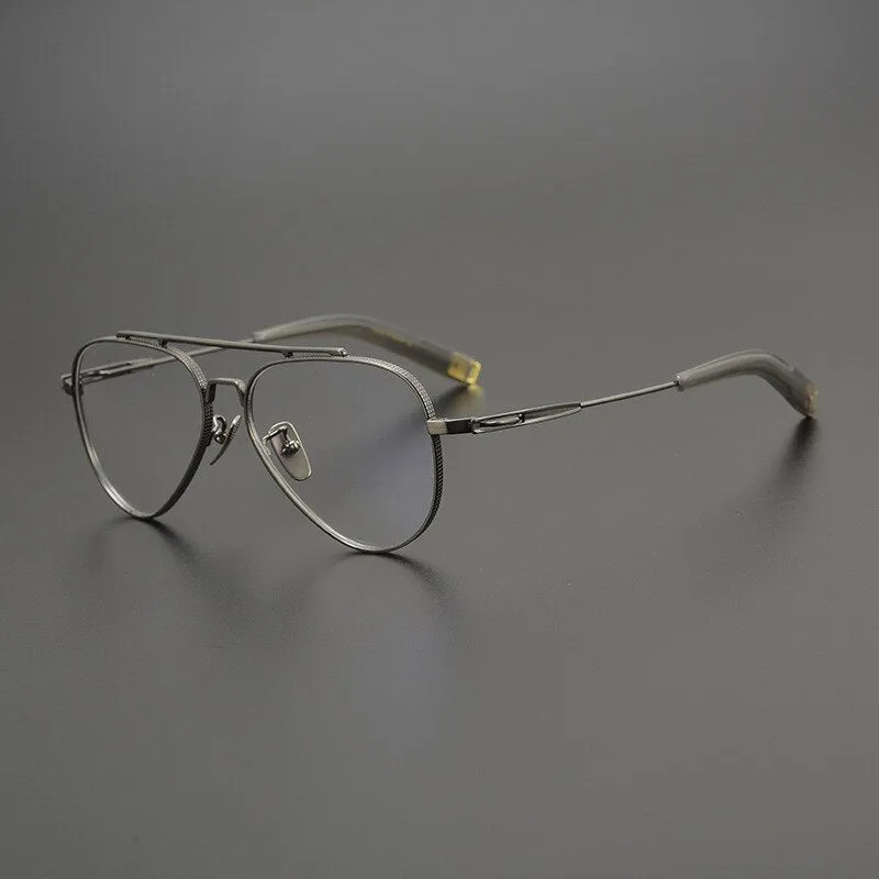 Hdcrafter Men's Full Rim Large Square Double Bridge Titanium Eyeglasses Hlsa-101