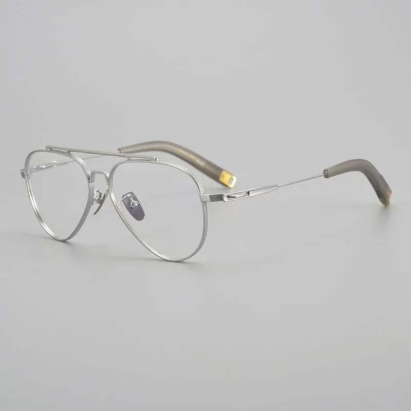 Hdcrafter Men's Full Rim Large Square Double Bridge Titanium Eyeglasses Hlsa-101
