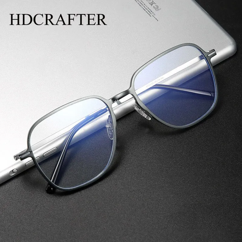 Hdcrafter Men's Full Rim Oversized Square β-Titanium Eyeglasses 6123