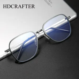 Hdcrafter Men's Full Rim Oversized Square β-Titanium Eyeglasses 6123