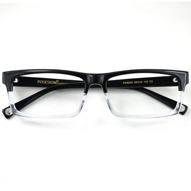 Hdcrafter Men's Full Rim Rectangle Acetate Frame Eyeglasses Ps8005
