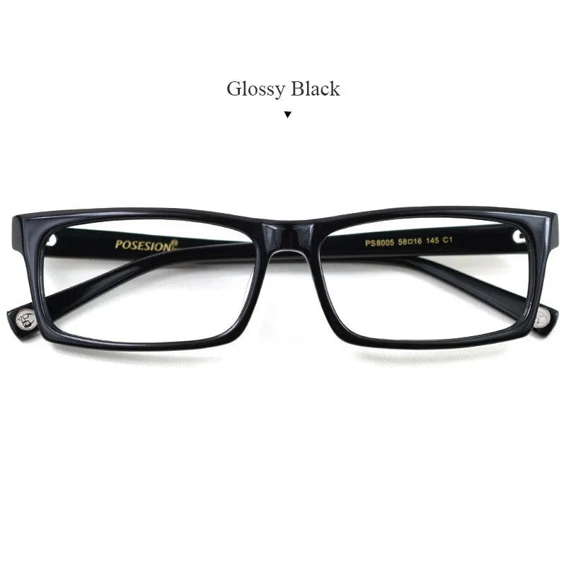 Hdcrafter Men's Full Rim Rectangle Acetate Frame Eyeglasses Ps8005