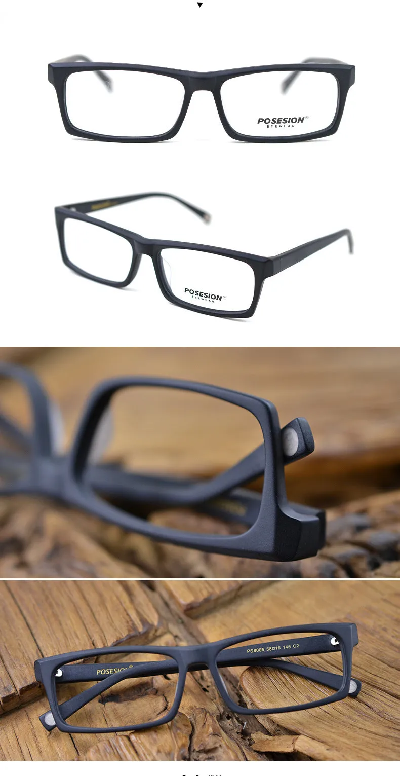 Hdcrafter Men's Full Rim Rectangle Acetate Frame Eyeglasses Ps8005
