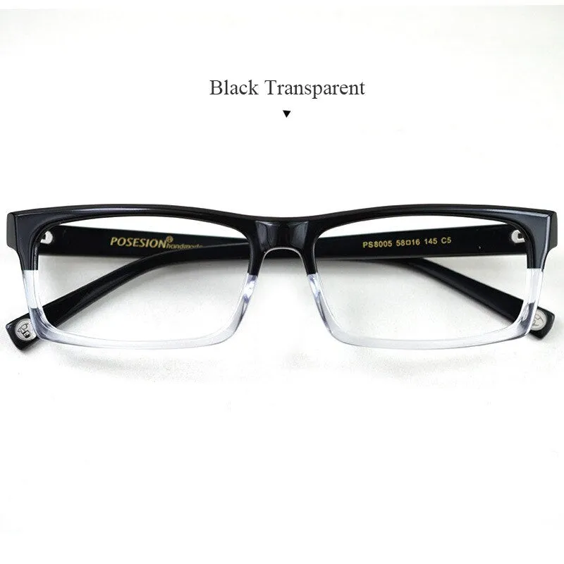 Hdcrafter Men's Full Rim Rectangle Acetate Frame Eyeglasses Ps8005