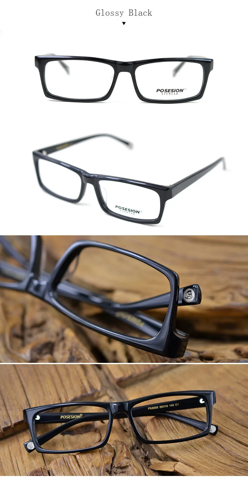Hdcrafter Men's Full Rim Rectangle Acetate Frame Eyeglasses Ps8005