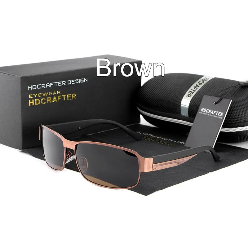 Hdcrafter Men's Full Rim Rectangle Alloy Frame Polarized Sunglasses Le007