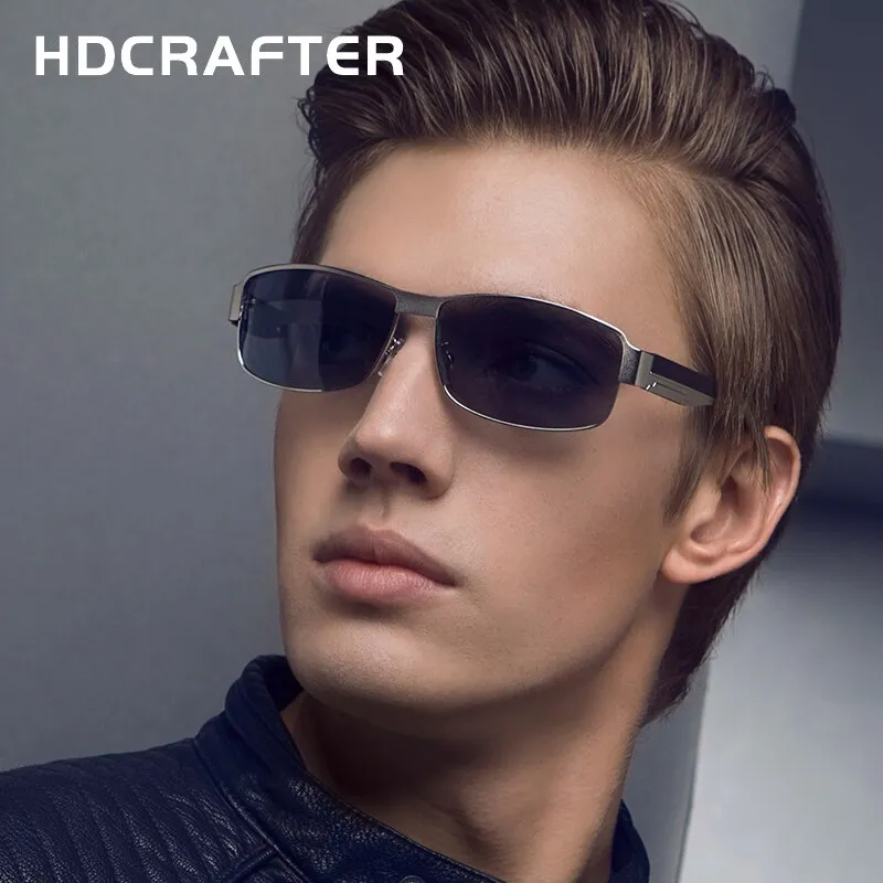Hdcrafter Men's Full Rim Rectangle Alloy Frame Polarized Sunglasses Le007
