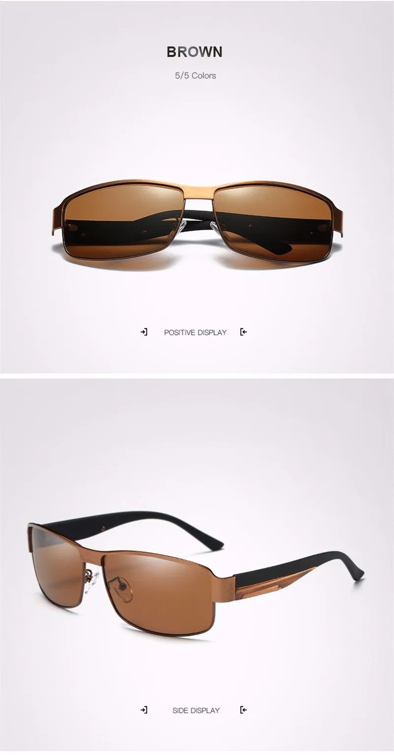 Hdcrafter Men's Full Rim Rectangle Alloy Frame Polarized Sunglasses Le007