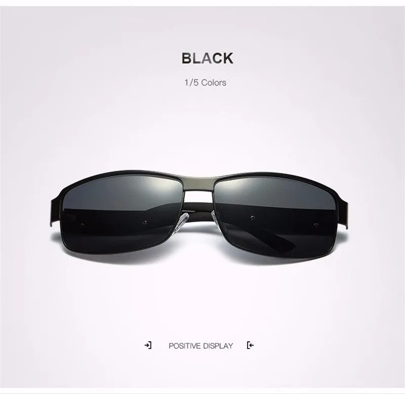 Hdcrafter Men's Full Rim Rectangle Alloy Frame Polarized Sunglasses Le007
