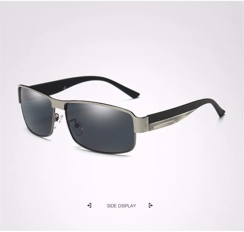 Hdcrafter Men's Full Rim Rectangle Alloy Frame Polarized Sunglasses Le007
