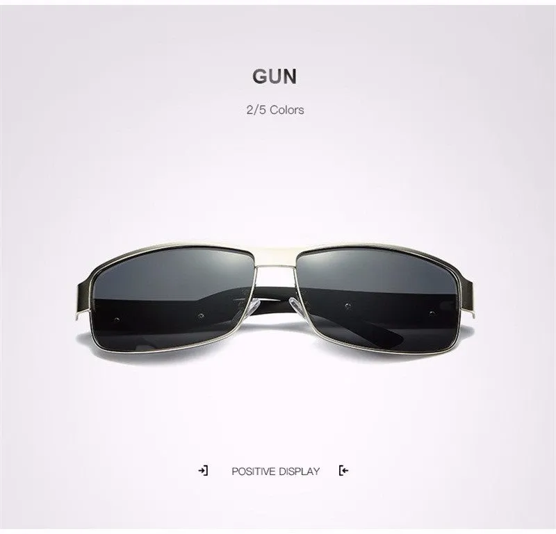 Hdcrafter Men's Full Rim Rectangle Alloy Frame Polarized Sunglasses Le007