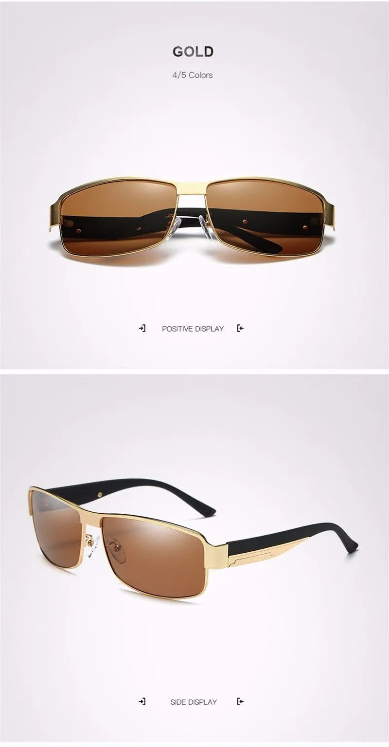 Hdcrafter Men's Full Rim Rectangle Alloy Frame Polarized Sunglasses Le007