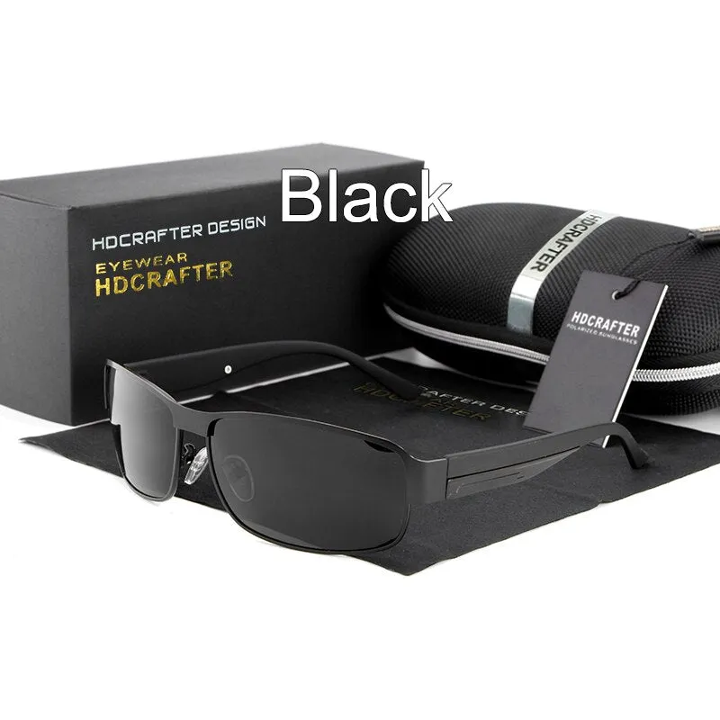 Hdcrafter Men's Full Rim Rectangle Alloy Frame Polarized Sunglasses Le007