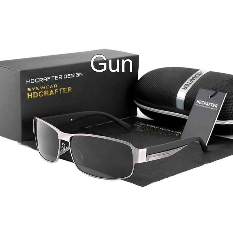 Hdcrafter Men's Full Rim Rectangle Alloy Frame Polarized Sunglasses Le007