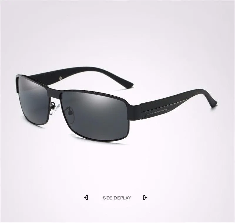 Hdcrafter Men's Full Rim Rectangle Alloy Frame Polarized Sunglasses Le007