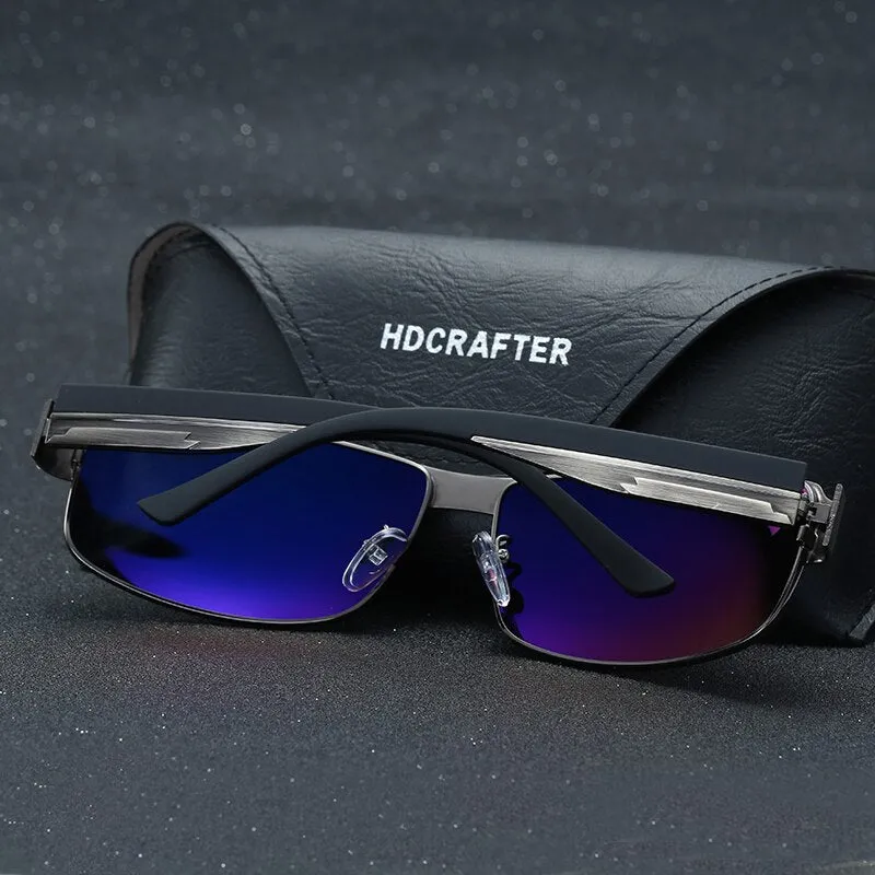Hdcrafter Men's Full Rim Rectangle Alloy Frame Polarized Sunglasses Le007