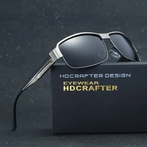Hdcrafter Men's Full Rim Rectangle Alloy Frame Polarized Sunglasses Le007