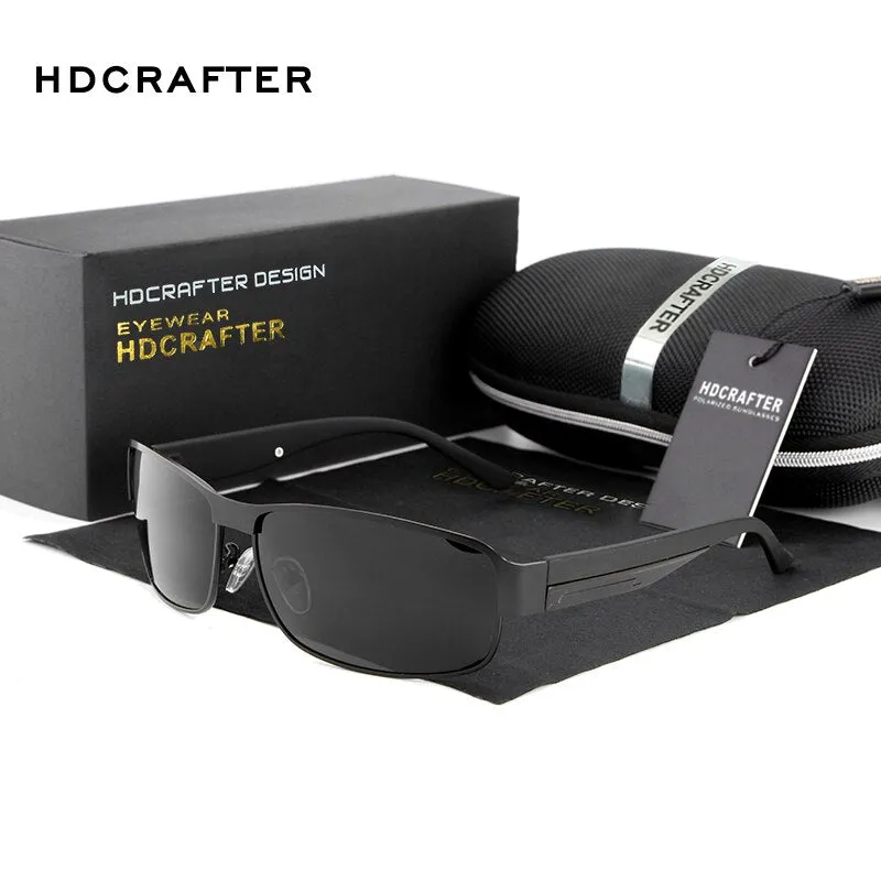 Hdcrafter Men's Full Rim Rectangle Alloy Frame Polarized Sunglasses Le007