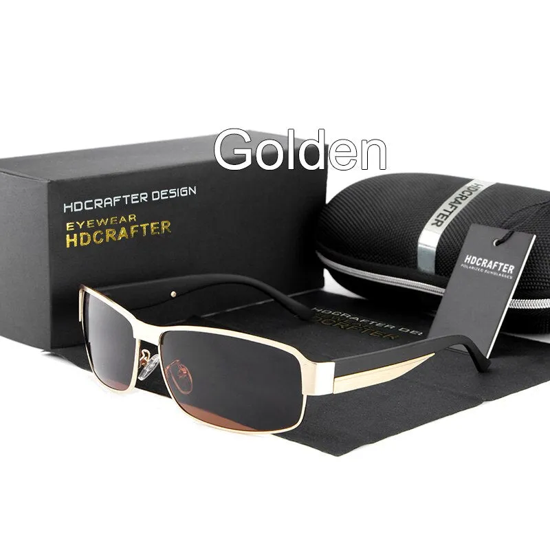 Hdcrafter Men's Full Rim Rectangle Alloy Frame Polarized Sunglasses Le007