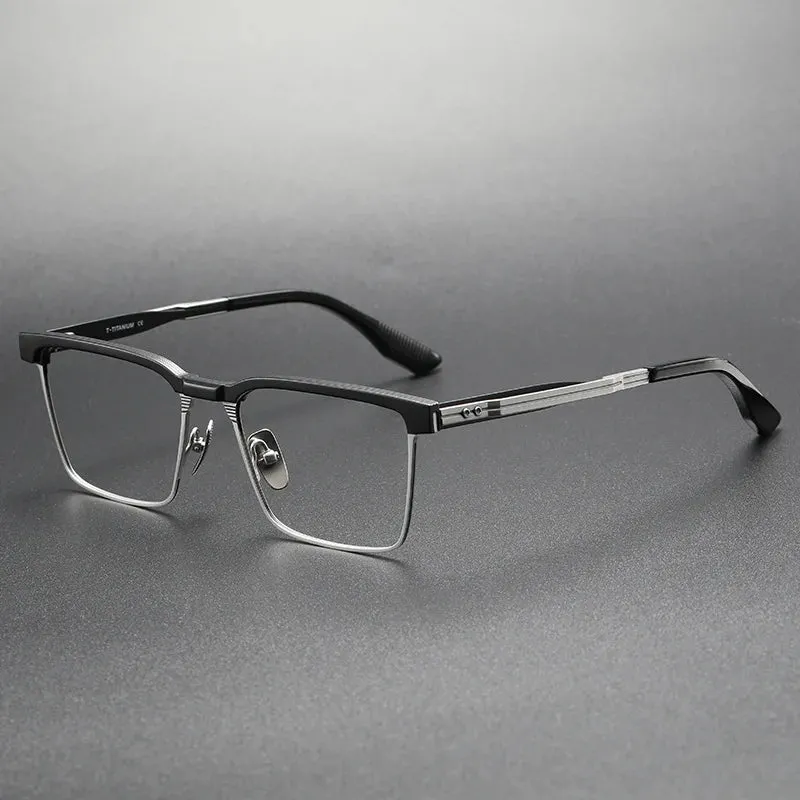 Hdcrafter Men's Full Rim Square Titanium Eyeglasses 173