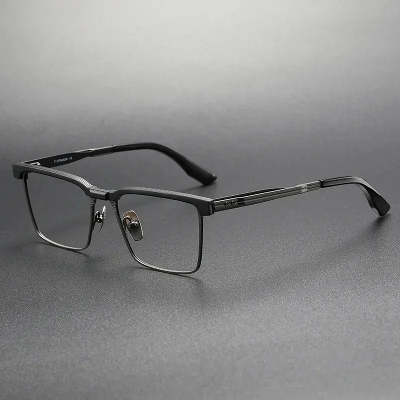 Hdcrafter Men's Full Rim Square Titanium Eyeglasses 173