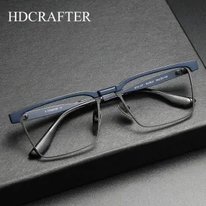 Hdcrafter Men's Full Rim Square Titanium Eyeglasses 173