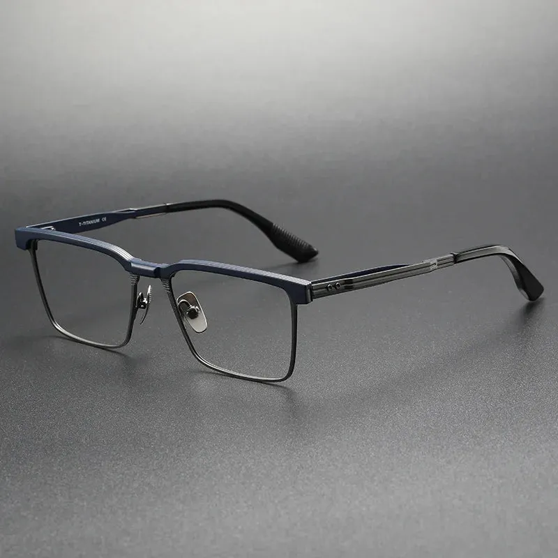 Hdcrafter Men's Full Rim Square Titanium Eyeglasses 173