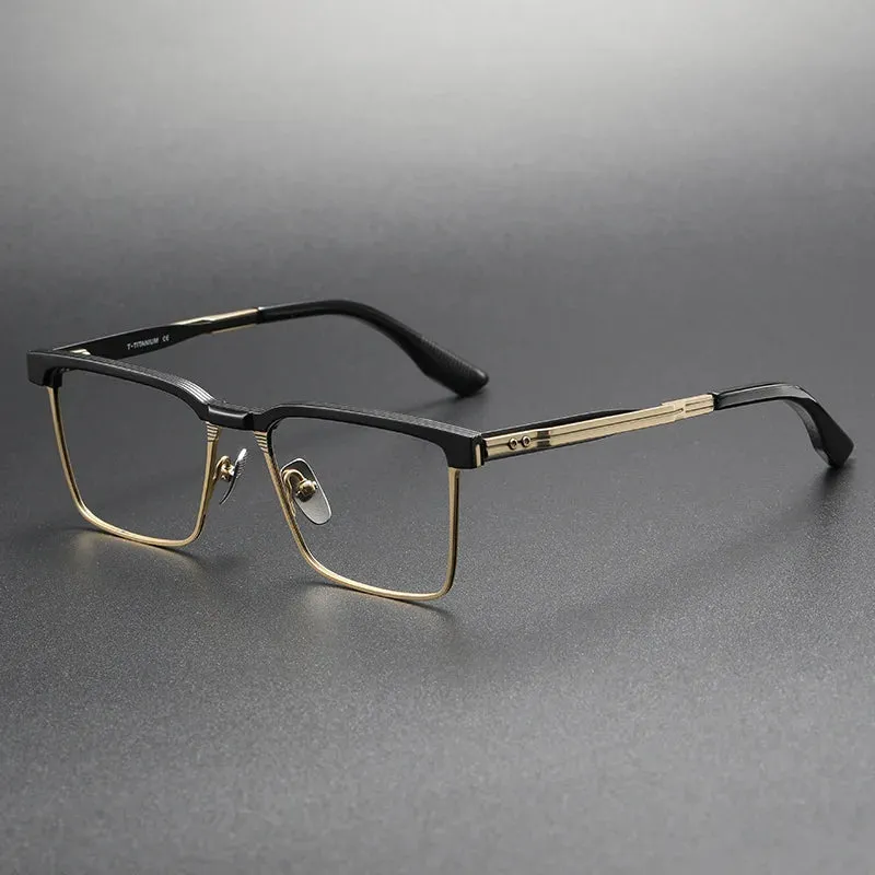 Hdcrafter Men's Full Rim Square Titanium Eyeglasses 173