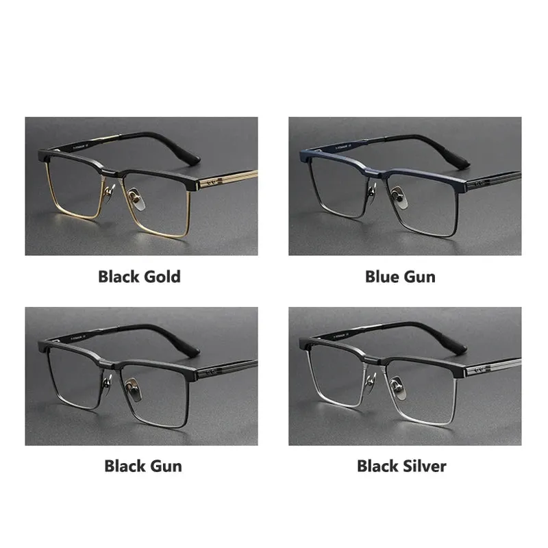 Hdcrafter Men's Full Rim Square Titanium Eyeglasses 173