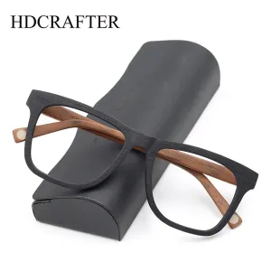 Hdcrafter Men's Full Rim Square Wood Eyeglasses 90891