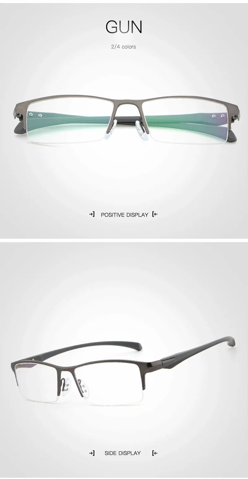 Hdcrafter Men's Semi Rim TR 90 Titanium Rectangle Frame Eyeglasses 9065