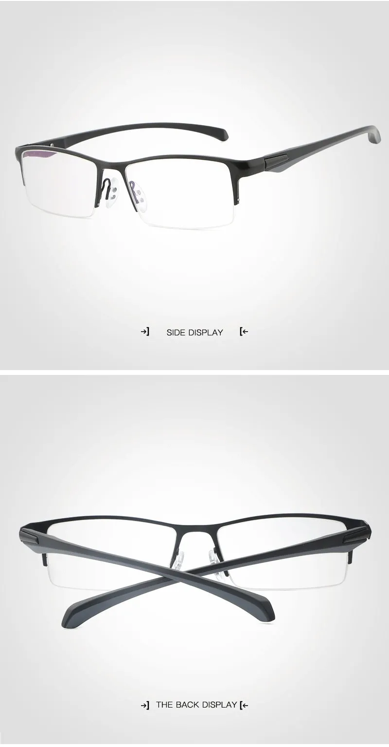 Hdcrafter Men's Semi Rim TR 90 Titanium Rectangle Frame Eyeglasses 9065