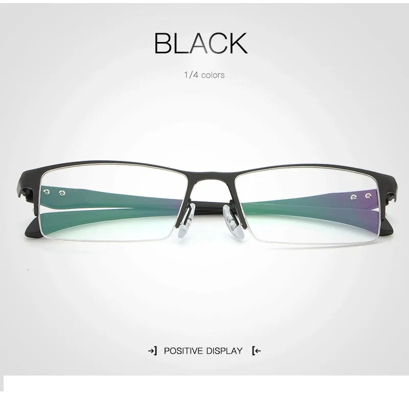 Hdcrafter Men's Semi Rim TR 90 Titanium Rectangle Frame Eyeglasses 9065