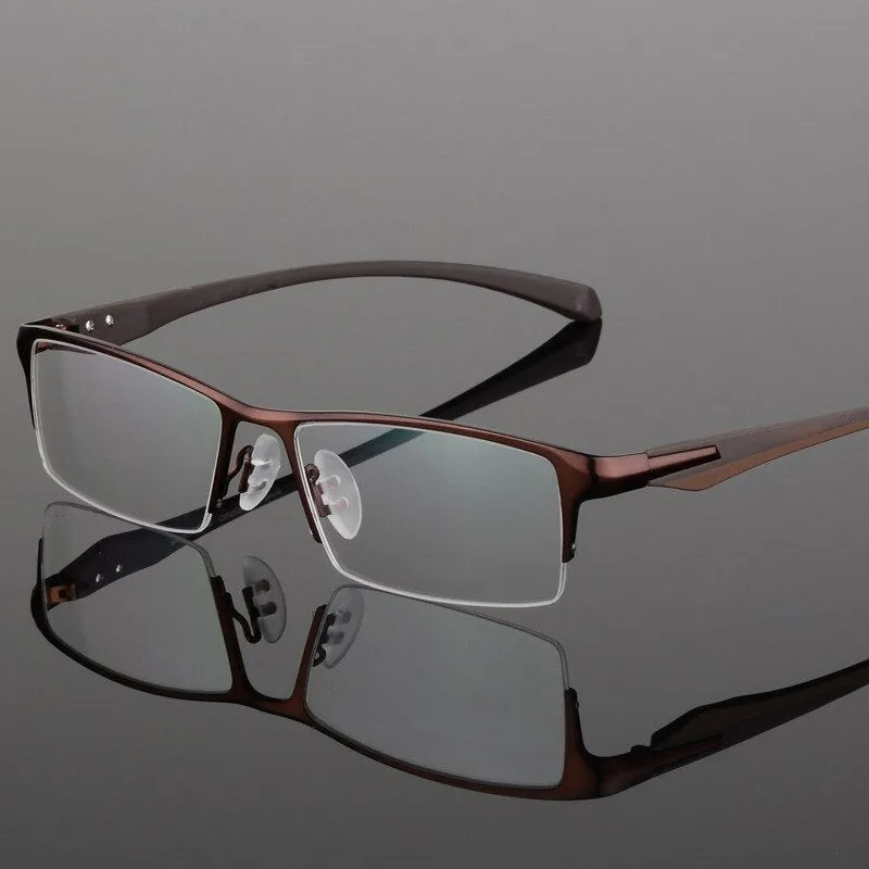 Hdcrafter Men's Semi Rim TR 90 Titanium Rectangle Frame Eyeglasses 9065