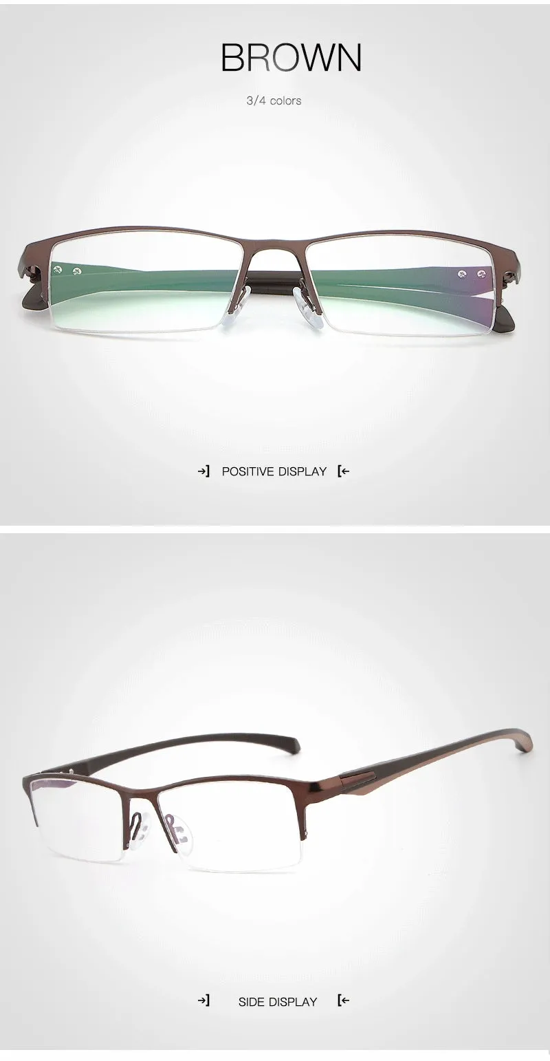 Hdcrafter Men's Semi Rim TR 90 Titanium Rectangle Frame Eyeglasses 9065