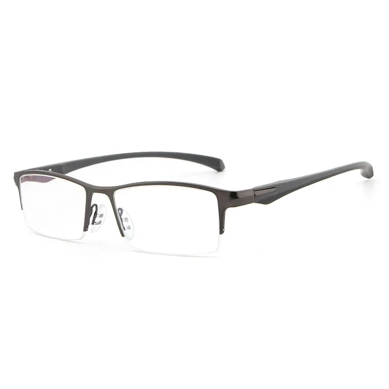Hdcrafter Men's Semi Rim TR 90 Titanium Rectangle Frame Eyeglasses 9065