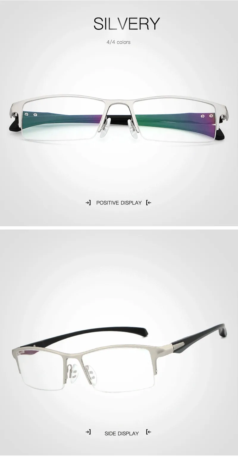 Hdcrafter Men's Semi Rim TR 90 Titanium Rectangle Frame Eyeglasses 9065