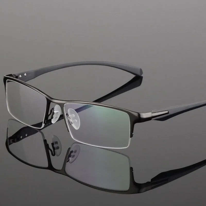 Hdcrafter Men's Semi Rim TR 90 Titanium Rectangle Frame Eyeglasses 9065