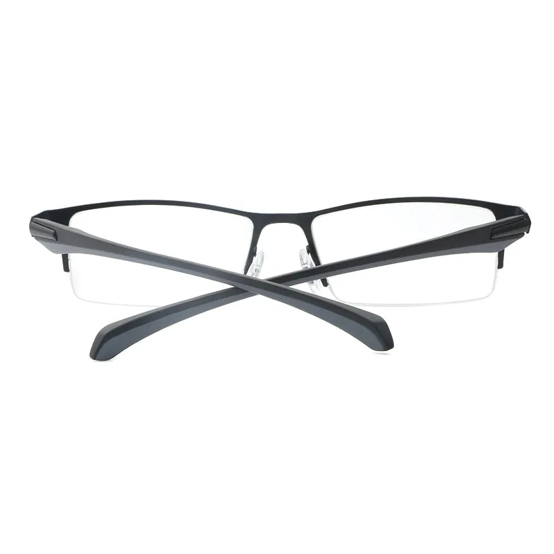 Hdcrafter Men's Semi Rim TR 90 Titanium Rectangle Frame Eyeglasses 9065