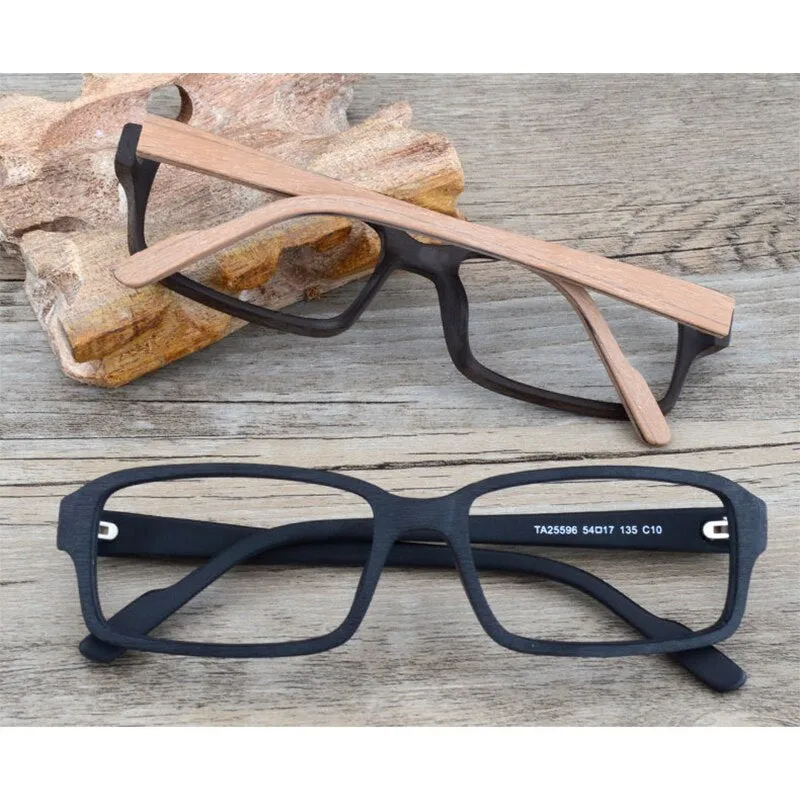 Hdcrafter Unisex Full Rim Eyeglasses Wood Rectangular Ta25596