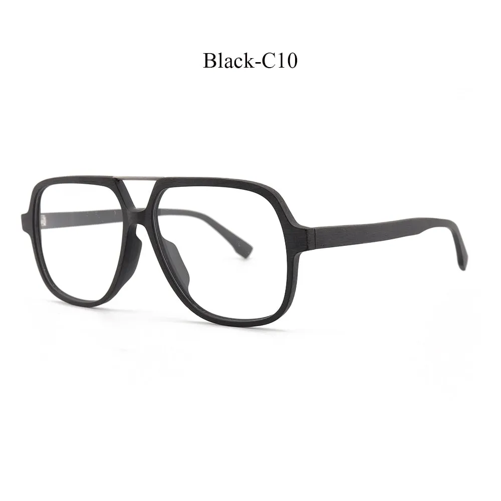 Hdcrafter Unisex Full Rim Eyeglasses Wooden Oversized Ps8210